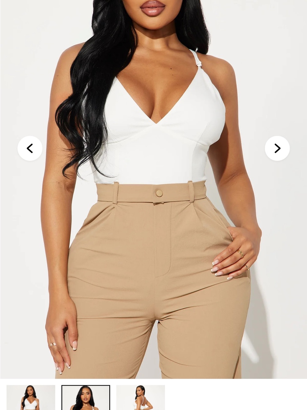 High-Waist Wide Leg Pants in Camel - Picture 2 of 6